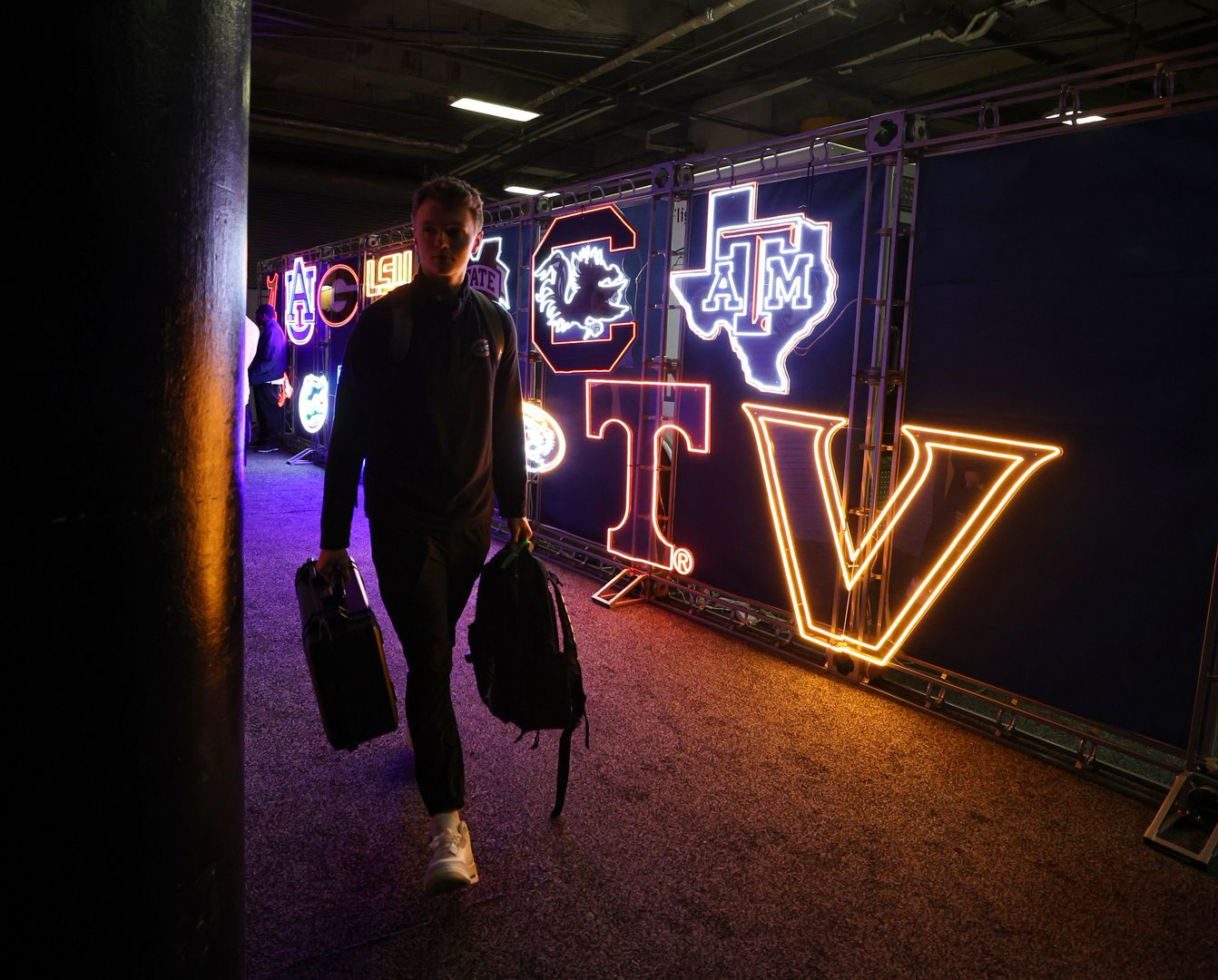 Mac walking through the SEC tunnel